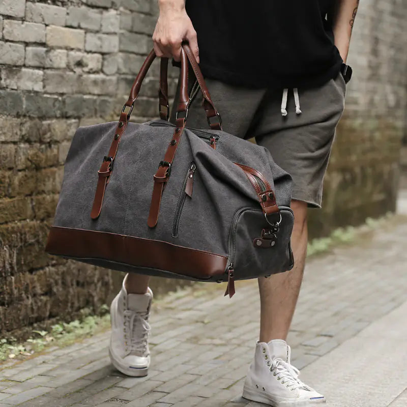 Vintage Canvas Tote Bag for Men's Travel (Large Capacity)