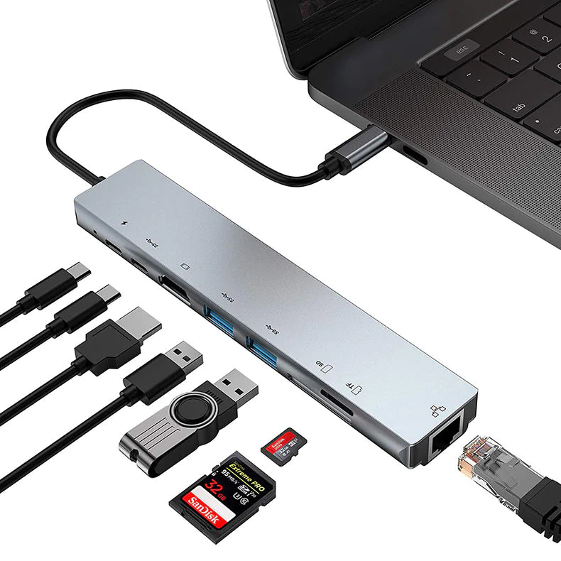 8-in-1 USB-C Docking Station with HDMI & VGA