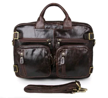 Men's Leather Business Tote and Crossbody Bag-Work-to-Travel
