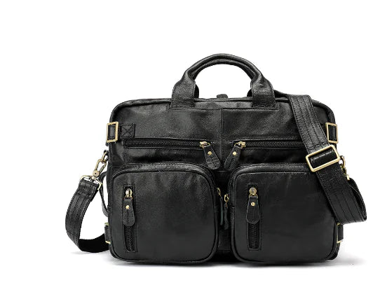 Men's Leather Business Tote and Crossbody Bag-Work-to-Travel