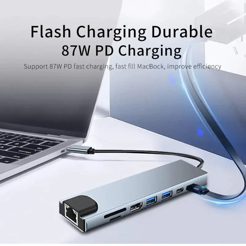 8-in-1 USB C Hub with 4K HDMI and Card Reader
