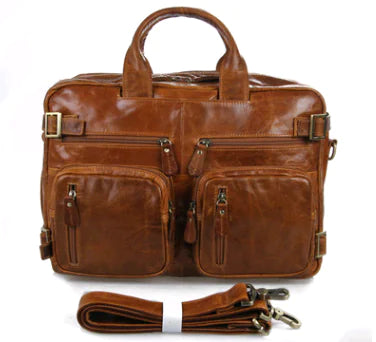 Men's Leather Business Tote and Crossbody Bag-Work-to-Travel