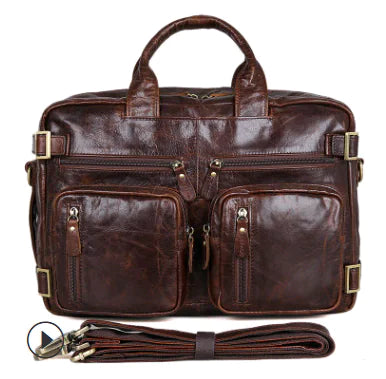 Men's Leather Business Tote and Crossbody Bag-Work-to-Travel
