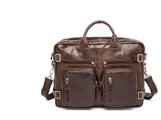 Men's Leather Business Tote and Crossbody Bag-Work-to-Travel